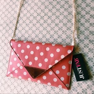 NEW Pink Polka Dot Envelope Clutch Bag JustFab